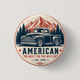 Badge Rond 2,50 Cm Camionnette Vintage Américaine Conçue Pour La Natu