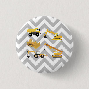 Badge Rond 2,50 Cm Camions de construction Motif géométrique