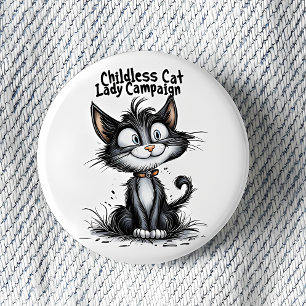 Badge Rond 2,50 Cm Campagne de la Dame des Chats sans Enfants
