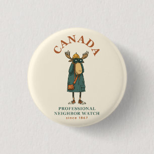 Badge Rond 2,50 Cm Canada Moose Neighbours Watch