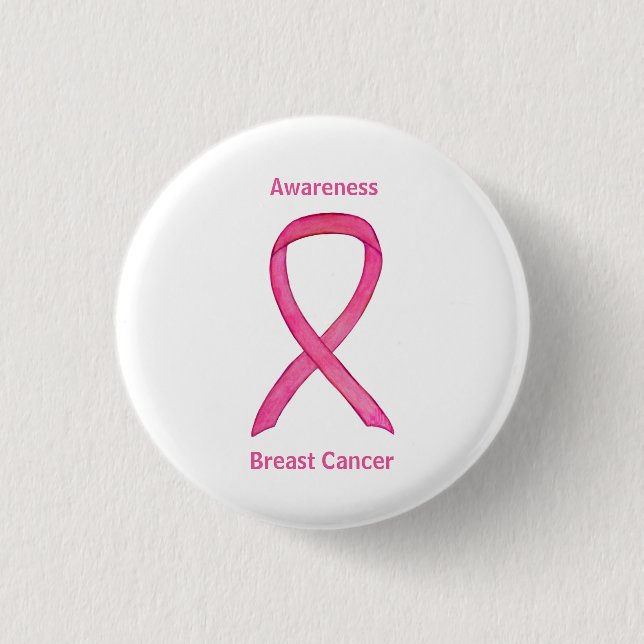 Badge Rond 2,50 Cm Cancer du sein Pink Awareness Ruban Custom Pins (Devant)