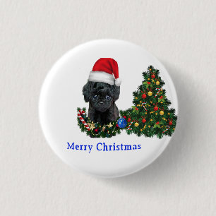 Badge Rond 2,50 Cm Caniche de Noël