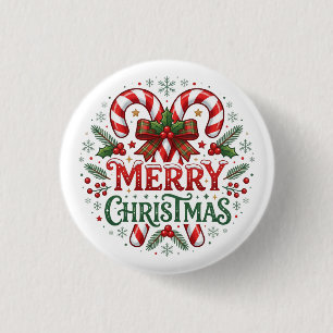 Badge Rond 2,50 Cm Canne de bonbon Joyeux Noël 