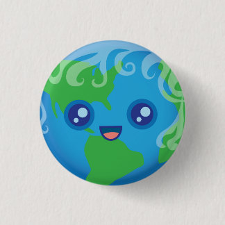 Badge Rond 2,50 Cm Caractère mignon de la terre de planète de Kawaii