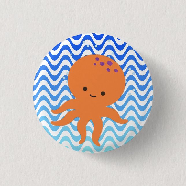 Badge Rond 2,50 Cm Caricature de la pieuvre mignonne (Devant)
