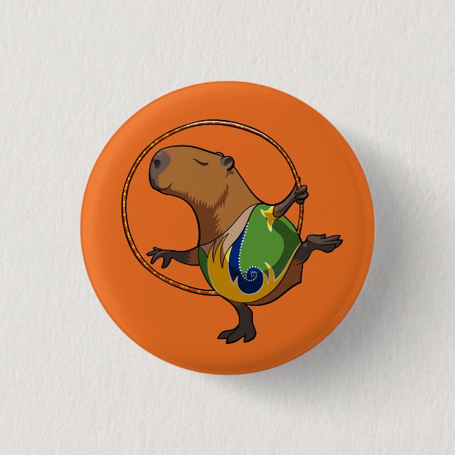 Badge Rond 2,50 Cm Caricature du capybara hythmic Hoop (Devant)