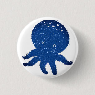 Badge Rond 2,50 Cm Caricature octopus mignonne vieux papier