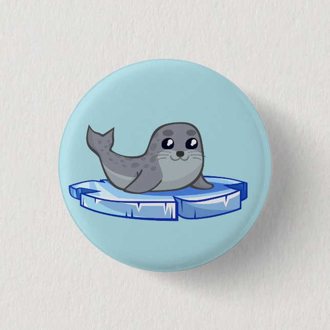 Badge Rond 2,50 Cm Caricature pour bébé phoque (Devant)