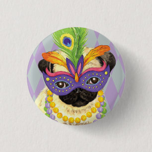 Badge Rond 2,50 Cm Carlin de mardi gras