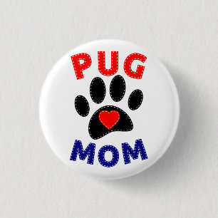Badge Rond 2,50 Cm Carlin Maman Chien Maman Dessin