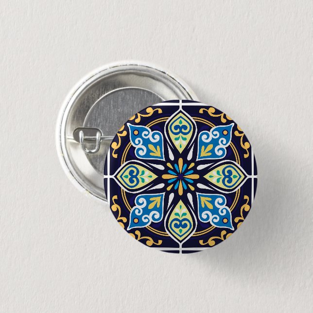 Badge Rond 2,50 Cm Carreaux orientaux, Azulejos (Devant & derrière)