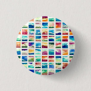 Badge Rond 2,50 Cm Carrés de Nuages Aquarelle Abstraite