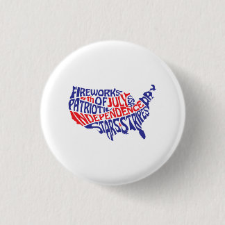 Badge Rond 2,50 Cm Carte de typographie patriotique des États-Unis
