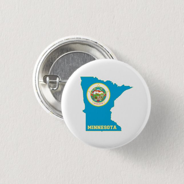 Badge Rond 2,50 Cm Carte du drapeau de l'État du Minnesota (Devant & derrière)