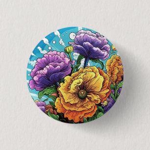 Badge Rond 2,50 Cm Carte fleur en gras