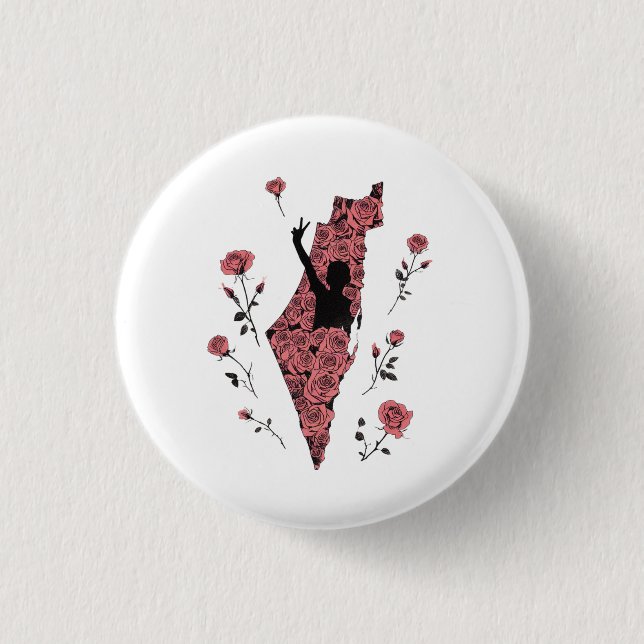 Badge Rond 2,50 Cm carte florale palestienne (Devant)