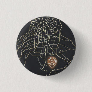 Badge Rond 2,50 Cm Carte minimale de NYC avec une épingle de football