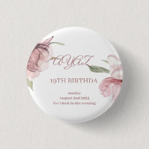 Badge Rond 2,50 Cm Carton d'invitation élégant floral pour 18e annive