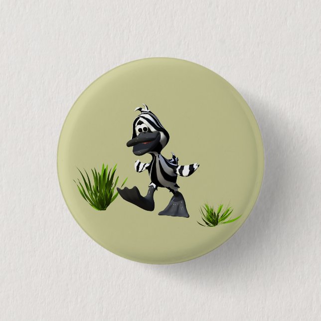 Badge Rond 2,50 Cm Carton mignon Zebra Duck (Devant)