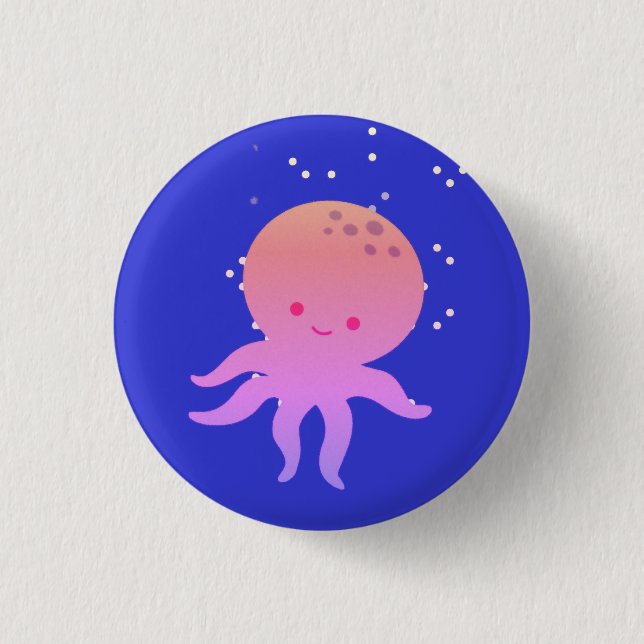 Badge Rond 2,50 Cm Cartoon rose Bébé Octopus (Devant)