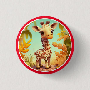 Badge Rond 2,50 Cm Cartoon Tropical Cute Baby Giraffe