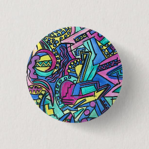 Badge Rond 2,50 Cm Casa Mia-Art Abstrait Peint à la Main