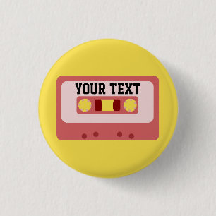 Badge Rond 2,50 Cm Cassette rose