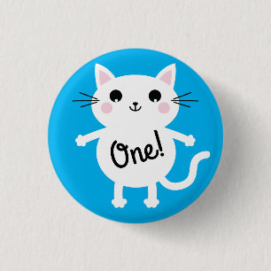 Badge Rond 2,50 Cm Cat Cute Kitty Colorée 1er anniversaire Thème de
