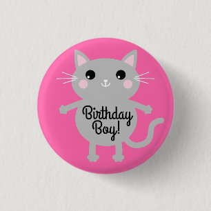 Badge Rond 2,50 Cm Cat Cute Kitty Colorée 1er anniversaire Thème de