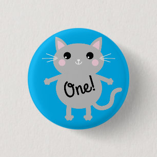 Badge Rond 2,50 Cm Cat Cute Kitty Colorée 1er Anniversaire Thème de f