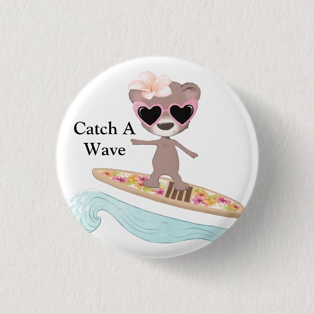 Badge Rond 2,50 Cm Catch A Wave Surfer (Devant)