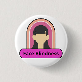 Badge Rond 2,50 Cm cécité faciale fille - rose et blanc