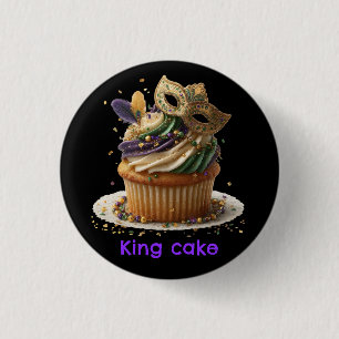 Badge Rond 2,50 Cm Célébration de cupcakes masqués de Mardi Gras