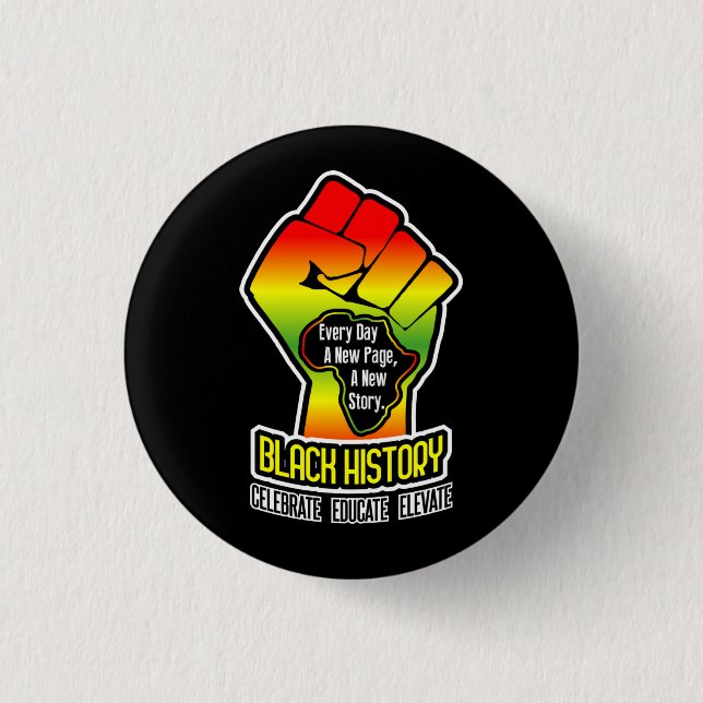 Badge Rond 2,50 Cm Célébration de l'histoire NOIRE - NOIR (Devant)