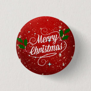 Badge Rond 2,50 Cm Celebration Red, Merry Christmas,