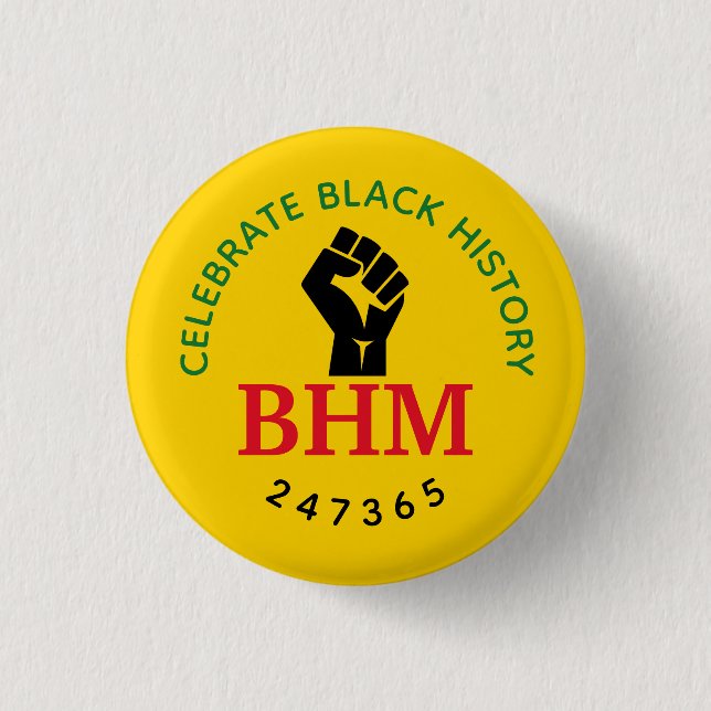 Badge Rond 2,50 Cm Célébrer l'histoire des Noirs 247365 MONOGRAM Jaun (Devant)