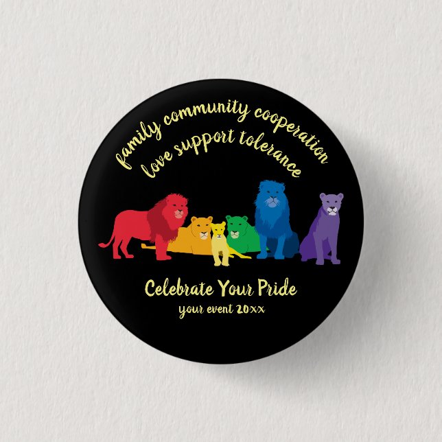 Badge Rond 2,50 Cm Célébrez votre fierté Rainbow Lion Pride (Devant)