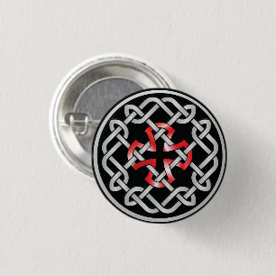 Badge Rond 2,50 Cm Celtic Knot Red Metallic Round Button