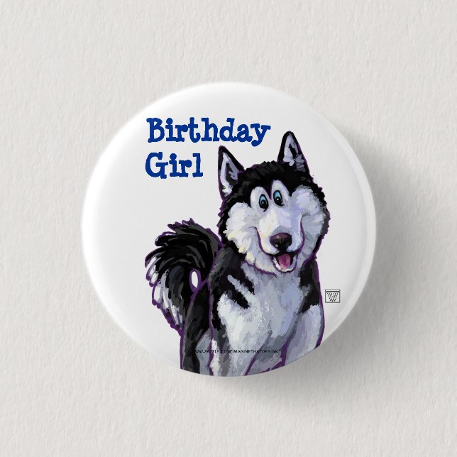 Badge Rond 2,50 Cm Centre du parti Husky (Devant)