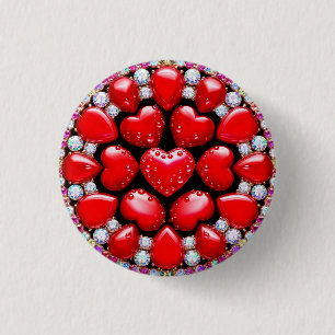 Badge Rond 2,50 Cm Cercle de bijoux Cœur Rouge