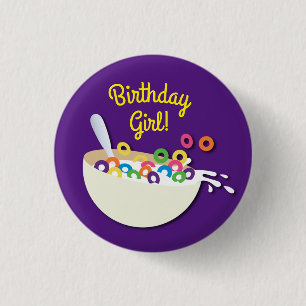 Badge Rond 2,50 Cm Cereal Bowl Slepover fête d'anniversaire