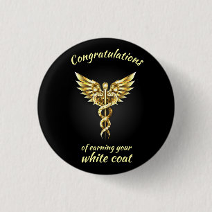 Badge Rond 2,50 Cm Cérémonie du manteau blanc Gold Médicale