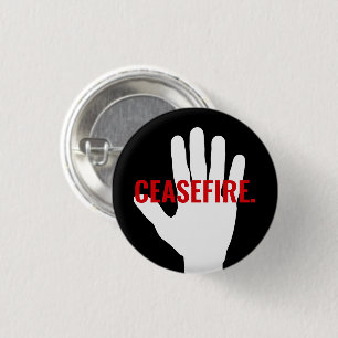 Badge Rond 2,50 Cm Cessez-le noir rouge main blanche gras texte perso