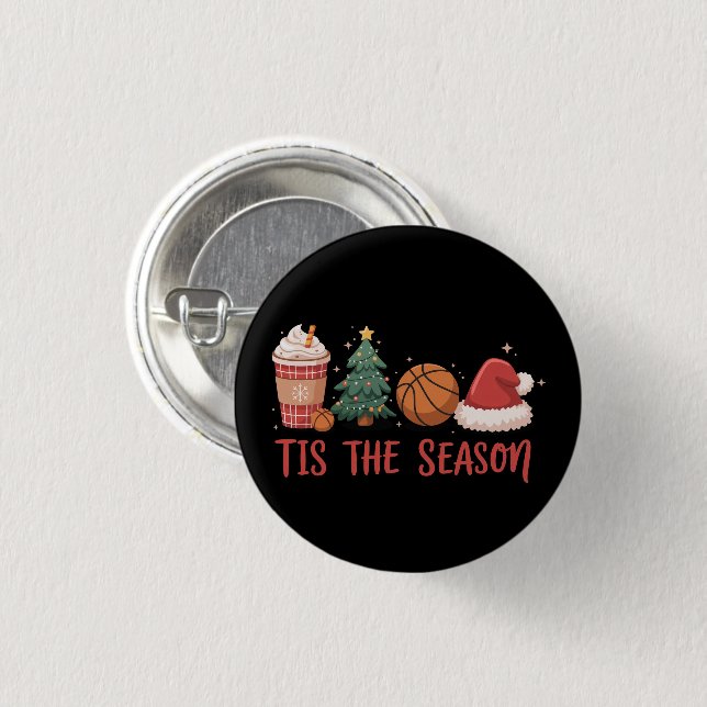 Badge Rond 2,50 Cm C'Est La Saison Basketball Amant cadeau de Noël (Devant & derrière)