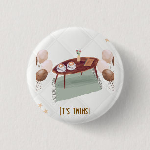 Badge Rond 2,50 Cm C'est Twins Coffee Baby shower à thème