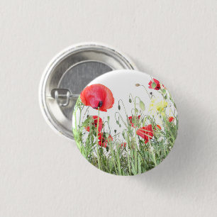 Badge Rond 2,50 Cm Champ de pavot Fleur de la nature