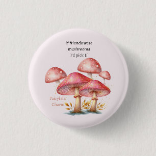 Badge Rond 2,50 Cm Champignons Enchantés Blush Capricieux