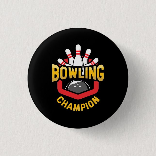 Badge Rond 2,50 Cm Champion de Bowling (Devant)