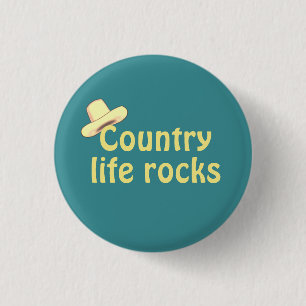 Badge Rond 2,50 Cm Chapeau Country & bouton de calligraphie