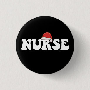 Badge Rond 2,50 Cm Chapeau de Père Noël infirmière Noël soins infirmi